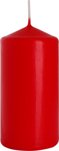 ČERVENÁ valcová sviečka, neparfumovaná, SVIEČKA PARAFÍNOVÁ 12CM 38H 260G