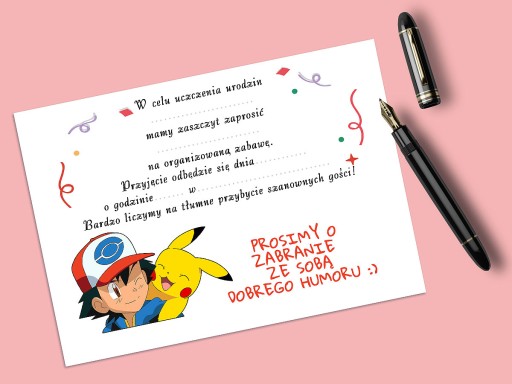 POKEMON POZVÁNKA NA NARODENINY DIEŤAŤA + OBÁLKA ZDARMA