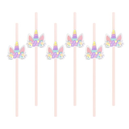 Papierové slamky na narodeniny Unicorn 6 kusov