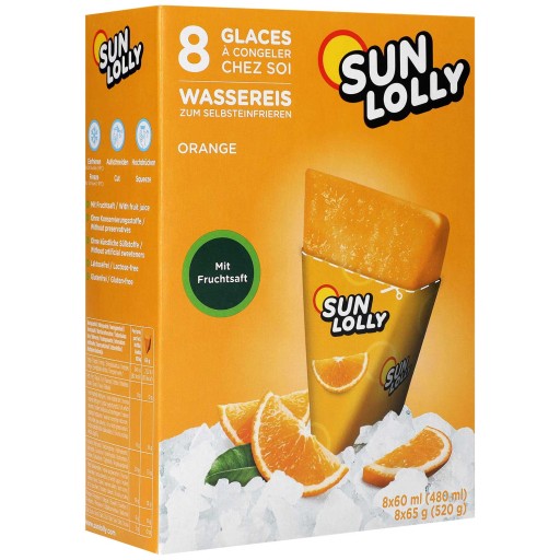 Sun Lolly Orange Water Ice Cream na mrazenie 8 ks 520g