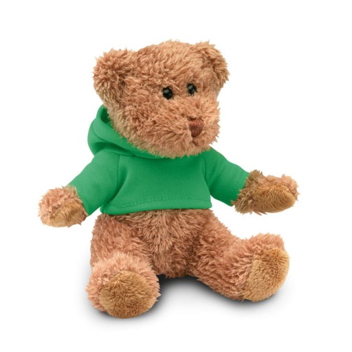 MASKOT PLYŠOVÝ MEDVEĎ V MIKINE S KAPUCNOU, biela