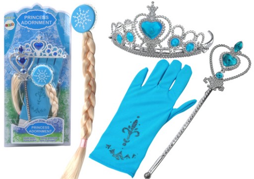 Súprava doplnkov pre princeznú Prútik Rukavice Koruna Snehová kráľovná