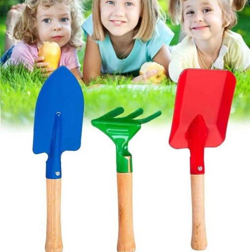 pre DIEŤA MALÝ ZÁHRADNÍK SET ZÁHRADNÉ NÁRADIE HRABLE LOPATY 3 KS.