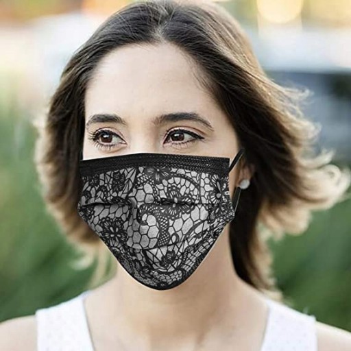 10 KS LACE BLACK MASK OCHRANNÁ MASKA