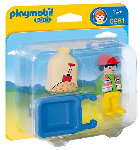 Playmobil 1.2.3 6961 Stavebný robotník s fúrikom