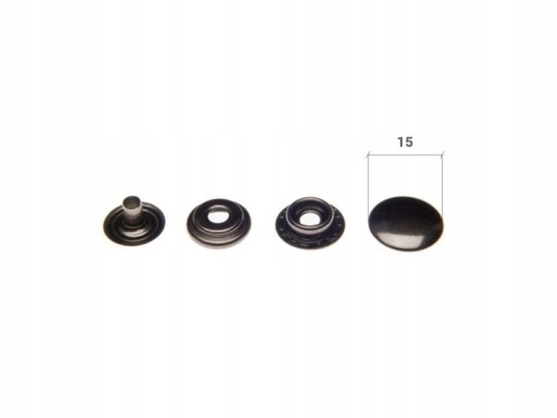 Patentky #201, kovové patentky 15 mm, Čierny nikel 10 ks