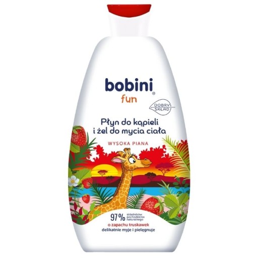 BOBINI penový umývací gél do kúpeľa pre deti 2v1 Maxi penový žirafa 500ml