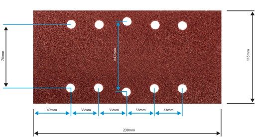 Brúsny papier na suchý zips 115x230mm K240 5ks dier