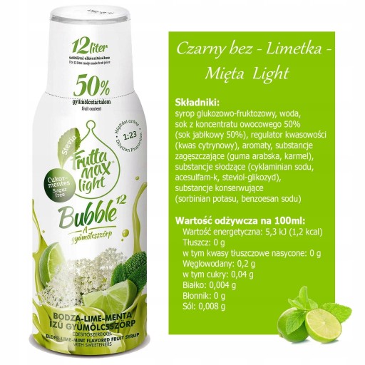 Fruttamax Sodastream Limetkový mätový sirup bez LIGHT