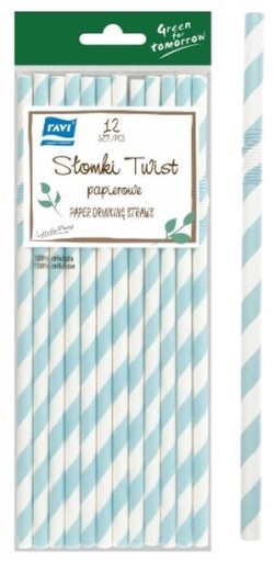 Papierové slamky Ravi, 12ks Blue Twist