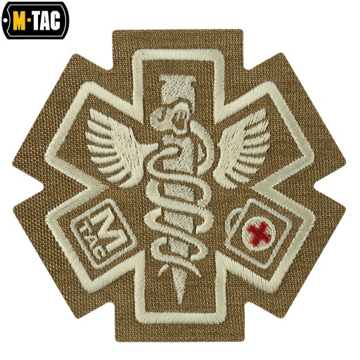 NÁŠIVA ZNAKU STAR OF LIFE CADEUCE VÝŠIVKA M-TAC COYOTE