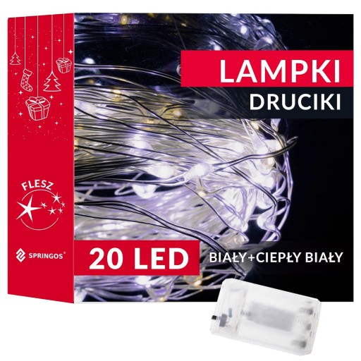 DRÔTOVÉ LAMPY 20LED TEPLÉ STUDENÉ BIELE MIRKO AKU STRUNOVÉ SVET.