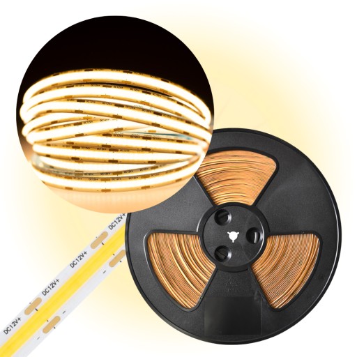 COB LED PÁS 480/m 3000K Teplý 12V DC 11W/m 1m IP20 SUPER VÝKONNÝ NEON 8MM