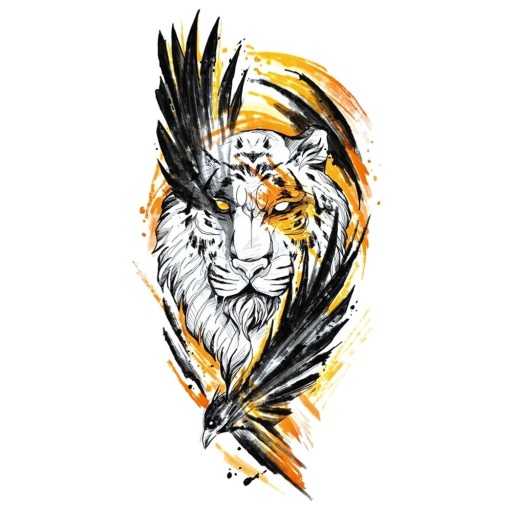 Dočasné vodné tetovanie TIGER / RAW