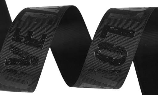 3D tlačená grogrénová stuha LOVE, čierna