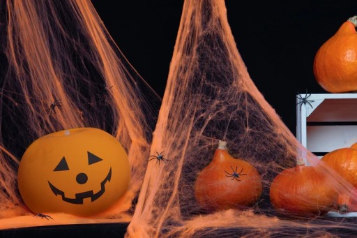Oranžová pavučina Halloweenske pavúky 60g
