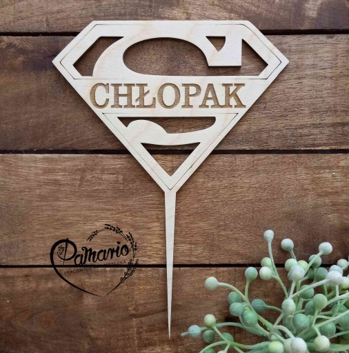 Dekoračný topper Super BOY na nalepenie do preglejky
