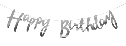 BIRTHDAY GARLAND HAPPY BIRTHDAY strieborný banner