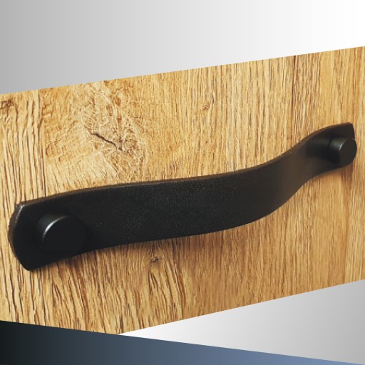 Kožená ÚCHYTKA na nábytkové skrinky Úchytka Úchytka KNOB - Čierny odtieň 160 mm