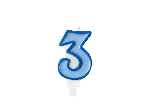 Sviečka číslo 3, modrá, tretie narodeniny