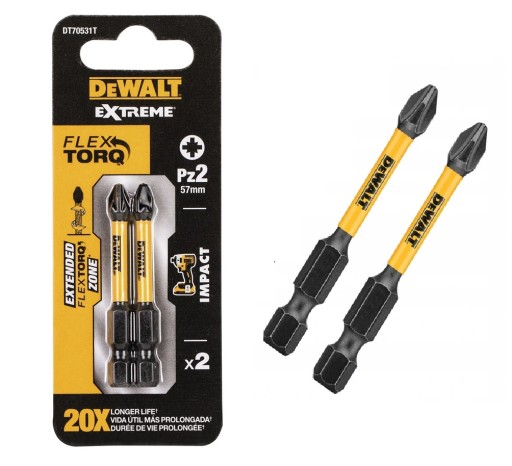 Nárazové bity DEWALT Pz2 50mm 1/4 2ks. DT70531T
