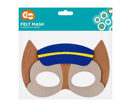 Plsťová maska Paw Patrol Chase pre deti Jemná na elastickom karnevale