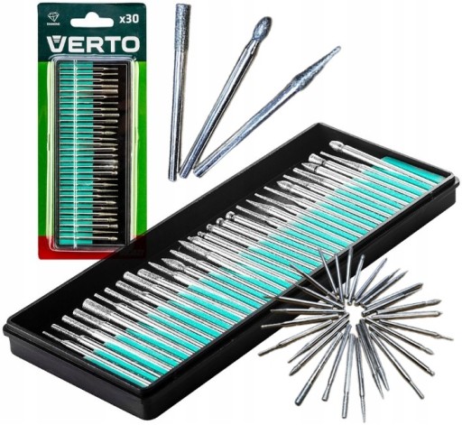 Diamantové frézy na mini brúsku Kov Drevo Plast Sklo 30ks 3,2mm