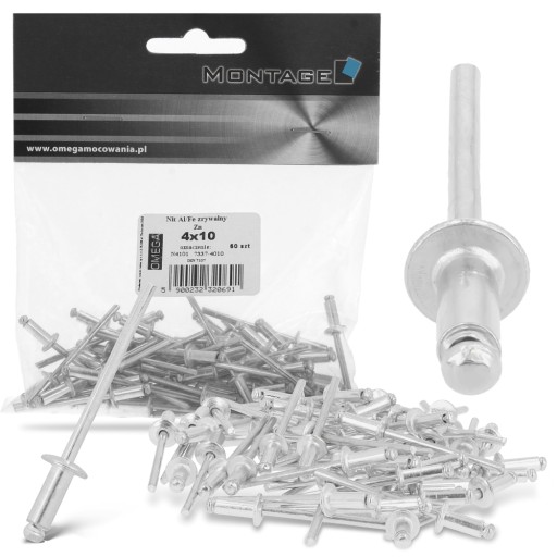 Uslepovacie nity, nerez, nit 4x10, 50 ks