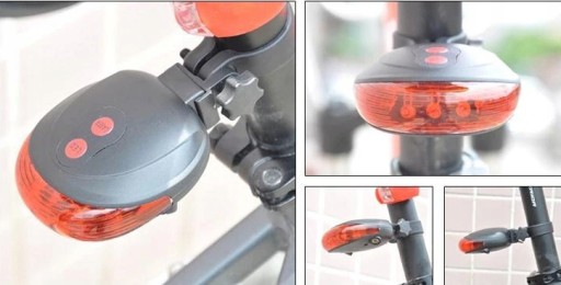 ZADNÁ BICYKLOSVETLO 5 LED - 7 REŽIMOV + LASER