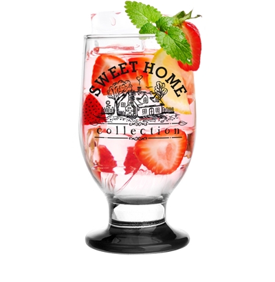 SKLO NA NOŽKU 270ML SLADKÝ DOMOV, ČIERNA DNO