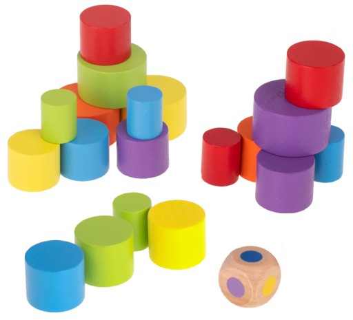 Montessori arkádová hra, puzzle vyvažujúce drevené kocky, mesiac