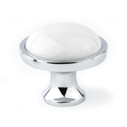 GAN CHROME + BIELY PORCELÁN nábytkový gombík