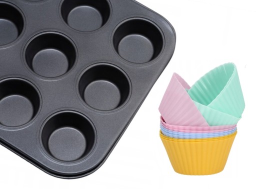 PODNOS NA MUFFINY + 12 SILIKÓNOVÝCH KOŠÍKOV
