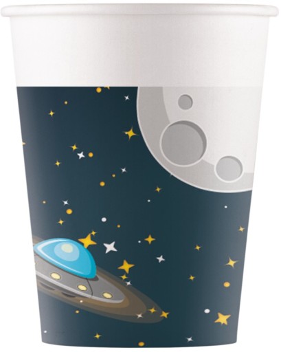 Poháre papierové poháre COSMOS Planets Moon Birthday Party 200 ml 8 ks.