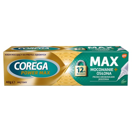 COREGA BEZPLATNÁ TUBA NA UMÝVANIE zubných protéz POWER MAX MINT CREAM FIXING 40G