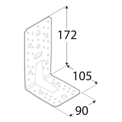KP6 Tesársky štvorhran 172x105x90x3,0 zosilnený uhlový montážny konektor