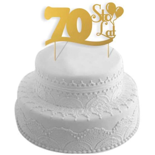 Ozdoba na tortu 70th BIRTHDAY tort topper GOLD