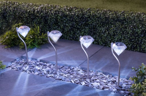 diamantová solárna lampa 2LED biela/RGB P-780