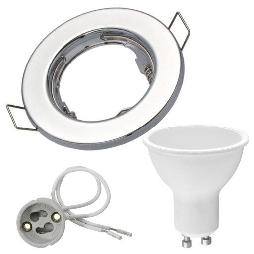 SÚPRAVA OSVETLENÍ CHROMOVÁ LAMPA + NEUTRÁLNA LED ŽIAROVKA 5W + ZÁSUVKA GU10