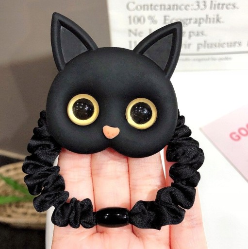 Elastická gumička do vlasov mačiatka čiernej mačky