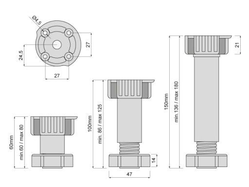 Kuchynský nábytok nohy V-10 cm 4 ks