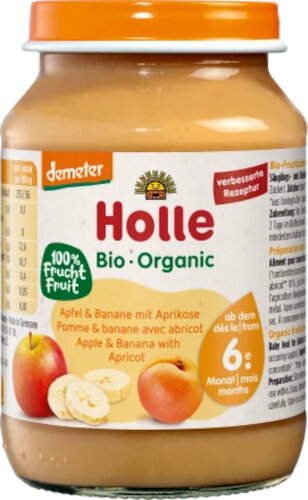 HOLLE BIO Jablkovo-banánový dezert s marhuľami