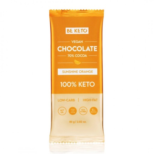Vegánska Keto čokoláda s MCT olejom - Slnečný pomaranč - 80g - BeKeto