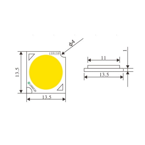 COB LED 13x13mm neutrálna biela 7-12W 180-350mA