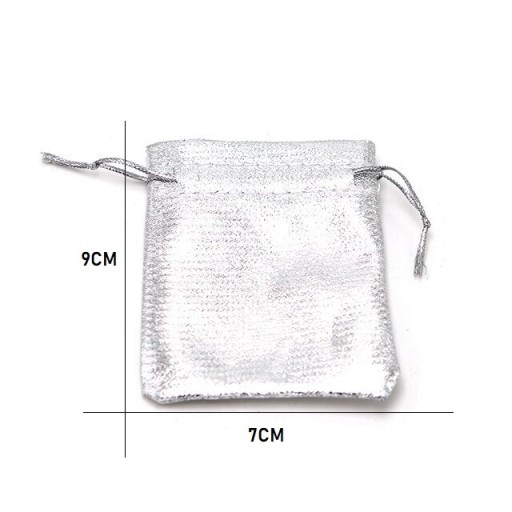 STRIEBORNÁ TAŠKA NA DARČEK ŠPERKY 7X9CM 10KS