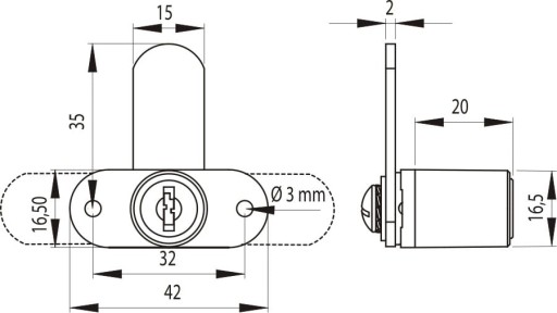 Závorový zámok SISO X5250 16,5x20mm