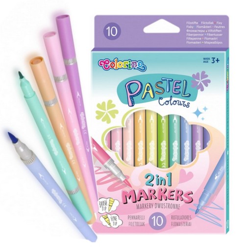Fixky, fixky, obojstranne fixky, PASTEL, 10 farieb