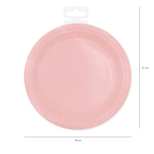 RUŽOVÉ papierové tanieriky 18 cm, 6 ks, pre ročné bábätko