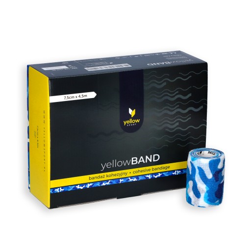 Samolepiaca stabilizačná súdržná bandáž YellowBAND 7,5 camo modrá