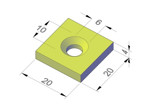 Neodymový tanierový magnet MPŁ 20x20x4 N38 na skrutku 1 kus